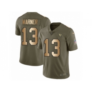 Youth Nike Arizona Cardinals #13 Kurt Warner Limited Olive Gold 2017 Salute to Service NFL Jersey
