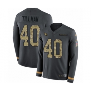 Youth Nike Arizona Cardinals #40 Pat Tillman Limited Black Salute to Service Therma Long Sleeve NFL Jersey