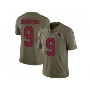 Youth Nike Arizona Cardinals #9 Sam Bradford Olive Stitched NFL Limited 2017 Salute to Service Jersey