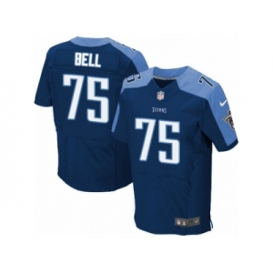 Men's Nike Tennessee Titans #75 Byron Bell Elite Navy Blue Alternate NFL Jersey