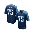 Men's Nike Tennessee Titans #75 Byron Bell Game Navy Blue Alternate NFL Jersey