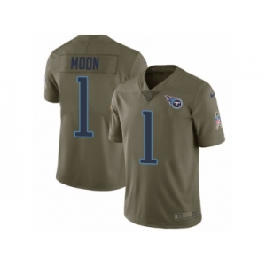 Men Nike Tennessee Titans #1 Warren Moon Limited Olive 2017 Salute to Service NFL Jersey