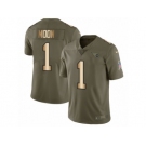 Men Nike Tennessee Titans #1 Warren Moon Limited Olive Gold 2017 Salute to Service NFL Jersey