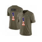 Men Nike Tennessee Titans #1 Warren Moon Limited Olive USA Flag 2017 Salute to Service NFL Jersey