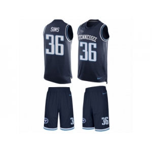 Men Nike Tennessee Titans #36 LeShaun Sims Limited Navy Blue Tank Top Suit NFL Jersey