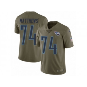 Men Nike Tennessee Titans #74 Bruce Matthews Limited Olive 2017 Salute to Service NFL Jersey
