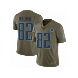 Men Nike Tennessee Titans #82 Delanie Walker Limited Olive 2017 Salute to Service NFL Jersey