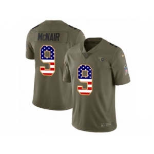 Men Nike Tennessee Titans #9 Steve McNair Limited Oliv USA Flag 2017 Salute to Service NFL Jersey
