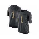 Men's Nike Tennessee Titans #1 Warren Moon Limited Black 2016 Salute to Service NFL Jersey