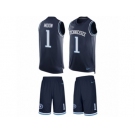 Men's Nike Tennessee Titans #1 Warren Moon Limited Navy Blue Tank Top Suit NFL Jersey