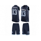 Men's Nike Tennessee Titans #13 Taywan Taylor Limited Navy Blue Tank Top Suit NFL Jersey