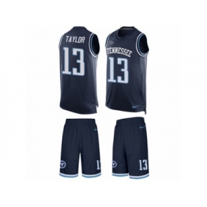 Men's Nike Tennessee Titans #13 Taywan Taylor Limited Navy Blue Tank Top Suit NFL Jersey