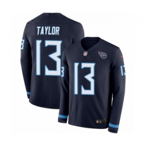 Men's Nike Tennessee Titans #13 Taywan Taylor Limited Navy Blue Therma Long Sleeve NFL Jersey