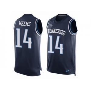 Men's Nike Tennessee Titans #14 Eric Weems Limited Navy Blue Player Name & Number Tank Top Tank Top NFL Jersey
