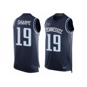 Men's Nike Tennessee Titans #19 Tajae Sharpe Limited Navy Blue Player Name & Number Tank Top NFL Jersey