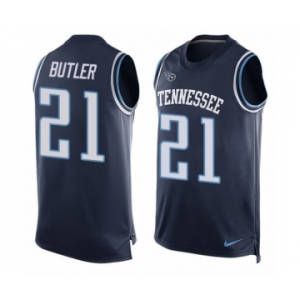 Men's Nike Tennessee Titans #21 Malcolm Butler Limited Navy Blue Player Name & Number Tank Top NFL Jersey