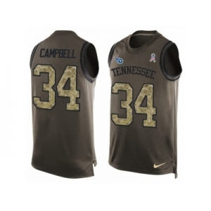Men's Nike Tennessee Titans #34 Earl Campbell Limited Green Salute to Service Tank Top NFL Jersey