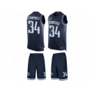 Men's Nike Tennessee Titans #34 Earl Campbell Limited Navy Blue Tank Top Suit NFL Jersey