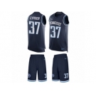 Men's Nike Tennessee Titans #37 Johnathan Cyprien Limited Navy Blue Tank Top Suit NFL Jersey