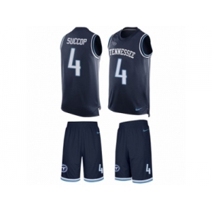 Men's Nike Tennessee Titans #4 Ryan Succop Limited Navy Blue Tank Top Suit NFL Jersey