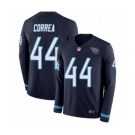 Men's Nike Tennessee Titans #44 Kamalei Correa Limited Navy Blue Therma Long Sleeve NFL Jersey