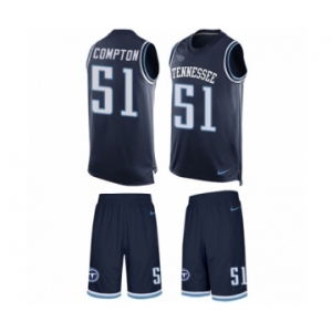 Men's Nike Tennessee Titans #51 Will Compton Limited Navy Blue Tank Top Suit NFL Jersey