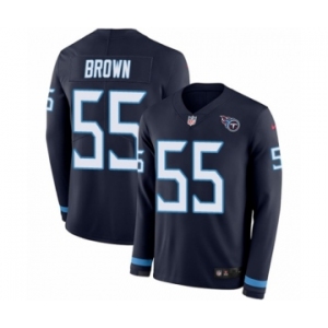 Men's Nike Tennessee Titans #55 Jayon Brown Limited Navy Blue Therma Long Sleeve NFL Jersey