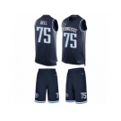 Men's Nike Tennessee Titans #75 Byron Bell Limited Navy Blue Tank Top Suit NFL Jersey