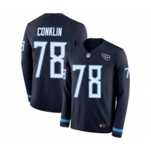 Men's Nike Tennessee Titans #78 Jack Conklin Limited Navy Blue Therma Long Sleeve NFL Jersey