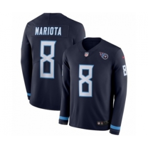 Men's Nike Tennessee Titans #8 Marcus Mariota Limited Navy Blue Therma Long Sleeve NFL Jersey