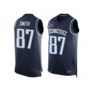 Men's Nike Tennessee Titans #87 Jonnu Smith Limited Navy Blue Player Name & Number Tank Top Tank Top NFL Jersey