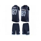 Men's Nike Tennessee Titans #87 Jonnu Smith Limited Navy Blue Tank Top Suit NFL Jersey
