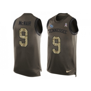 Men's Nike Tennessee Titans #9 Steve McNair Limited Green Salute to Service Tank Top NFL Jersey