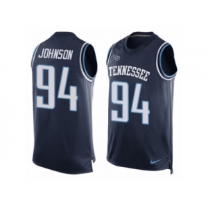 Men's Nike Tennessee Titans #94 Austin Johnson Limited Navy Blue Player Name & Number Tank Top NFL Jersey