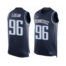 Men's Nike Tennessee Titans #96 Bennie Logan Limited Navy Blue Player Name & Number Tank Top NFL Jersey