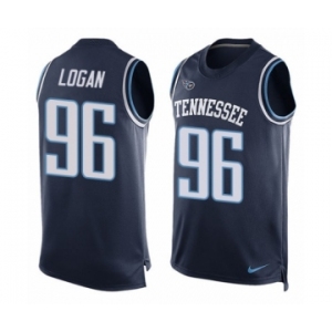Men's Nike Tennessee Titans #96 Bennie Logan Limited Navy Blue Player Name & Number Tank Top NFL Jersey
