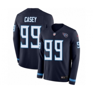 Men's Nike Tennessee Titans #99 Jurrell Casey Limited Navy Blue Therma Long Sleeve NFL Jersey