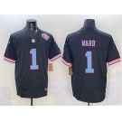 Men's Tennessee Titans #1 Cameron Ward Black 2025 Draft F.U.S.E. 1997 Throwback Patch Vapor Limited Football Stitched Jersey
