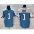 Men's Tennessee Titans #1 Cameron Ward Blue White 2025 Draft F.U.S.E. Vapor Limited Football Stitched Jersey
