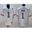 Men's Tennessee Titans #1 Cameron Ward White 2025 Draft F.U.S.E. 1997 Throwback Patch Vapor Limited Football Stitched Jersey