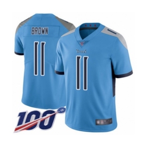Men's Tennessee Titans #11 A.J. Brown Light Blue Alternate Vapor Untouchable Limited Player 100th Season Football Jersey
