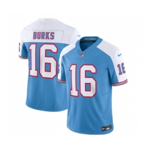 Men's Tennessee Titans #16 Treylon Burks Blue White 2023 F.U.S.E. Vapor Limited Throwback Football Stitched Jersey