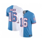 Men's Tennessee Titans #16 Treylon Burks White Blue 2023 F.U.S.E. Split Vapor Limited Throwback Football Stitched Jersey