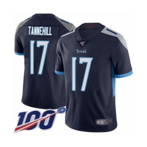 Men's Tennessee Titans #17 Ryan Tannehill Navy Blue Team Color Vapor Untouchable Limited Player 100th Season Football Jersey