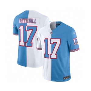 Men's Tennessee Titans #17 Ryan Tannehill White Blue 2023 F.U.S.E. Split Vapor Limited Throwback Football Stitched Jersey