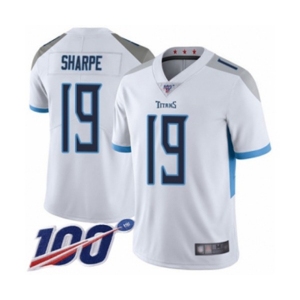 Men's Tennessee Titans #19 Tajae Sharpe White Vapor Untouchable Limited Player 100th Season Football Jersey