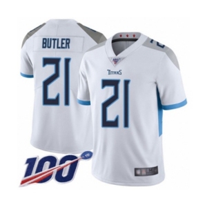 Men's Tennessee Titans #21 Malcolm Butler White Vapor Untouchable Limited Player 100th Season Football Jersey