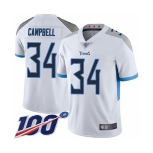 Men's Tennessee Titans #34 Earl Campbell White Vapor Untouchable Limited Player 100th Season Football Jersey