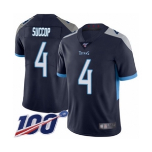 Men's Tennessee Titans #4 Ryan Succop Navy Blue Team Color Vapor Untouchable Limited Player 100th Season Football Jersey
