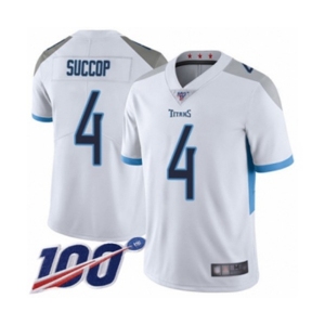 Men's Tennessee Titans #4 Ryan Succop White Vapor Untouchable Limited Player 100th Season Football Jersey